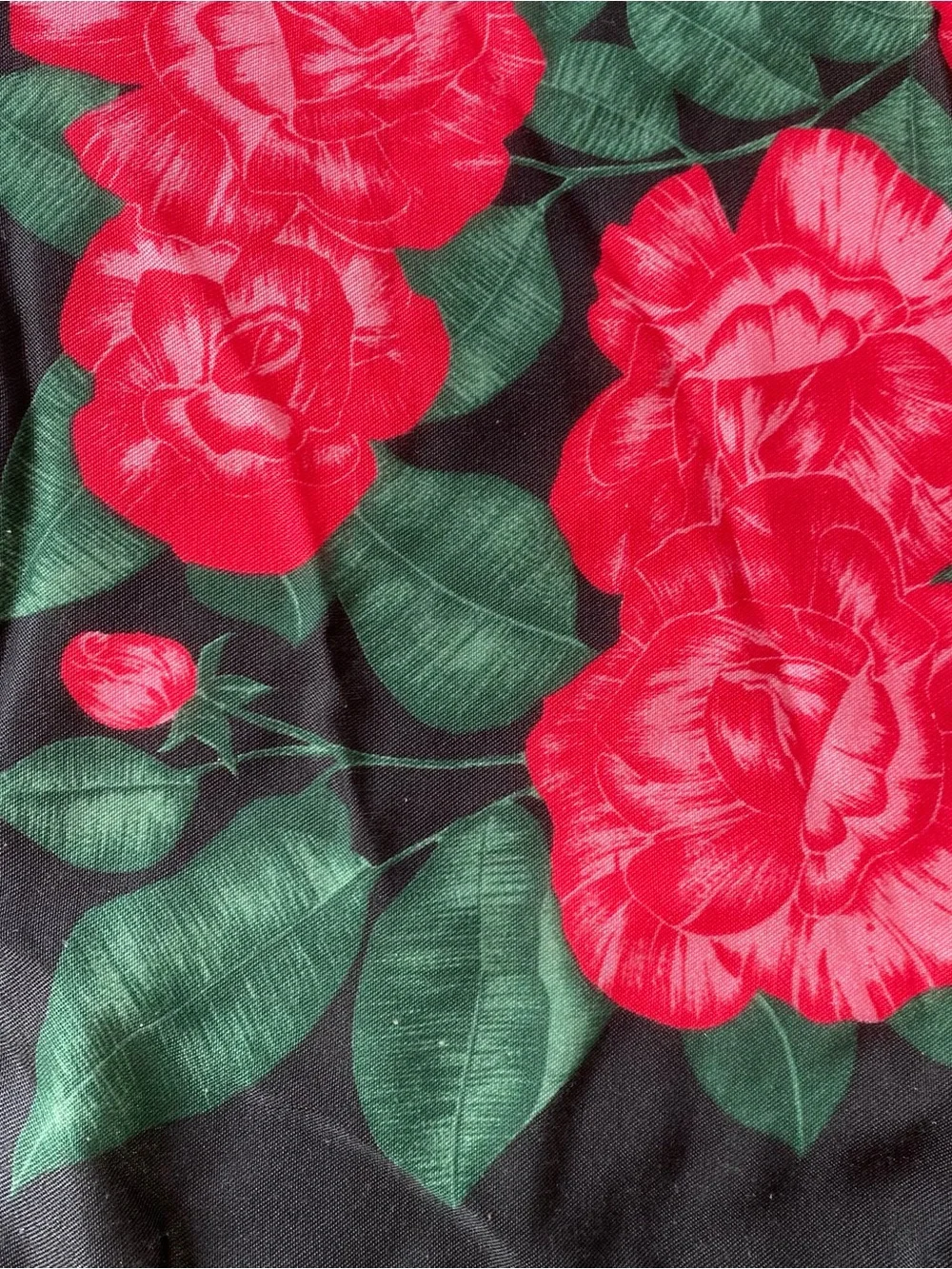 Black Floral Square Scarf Red Roses Lace Trim 35-inch square Whimsigoth Romantic